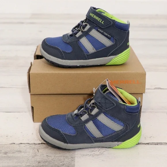 Merrell unisex child Bare Steps Ridge Hiking Boot, Navy/Green, 5 Toddler/Walker - Picture 3 of 9